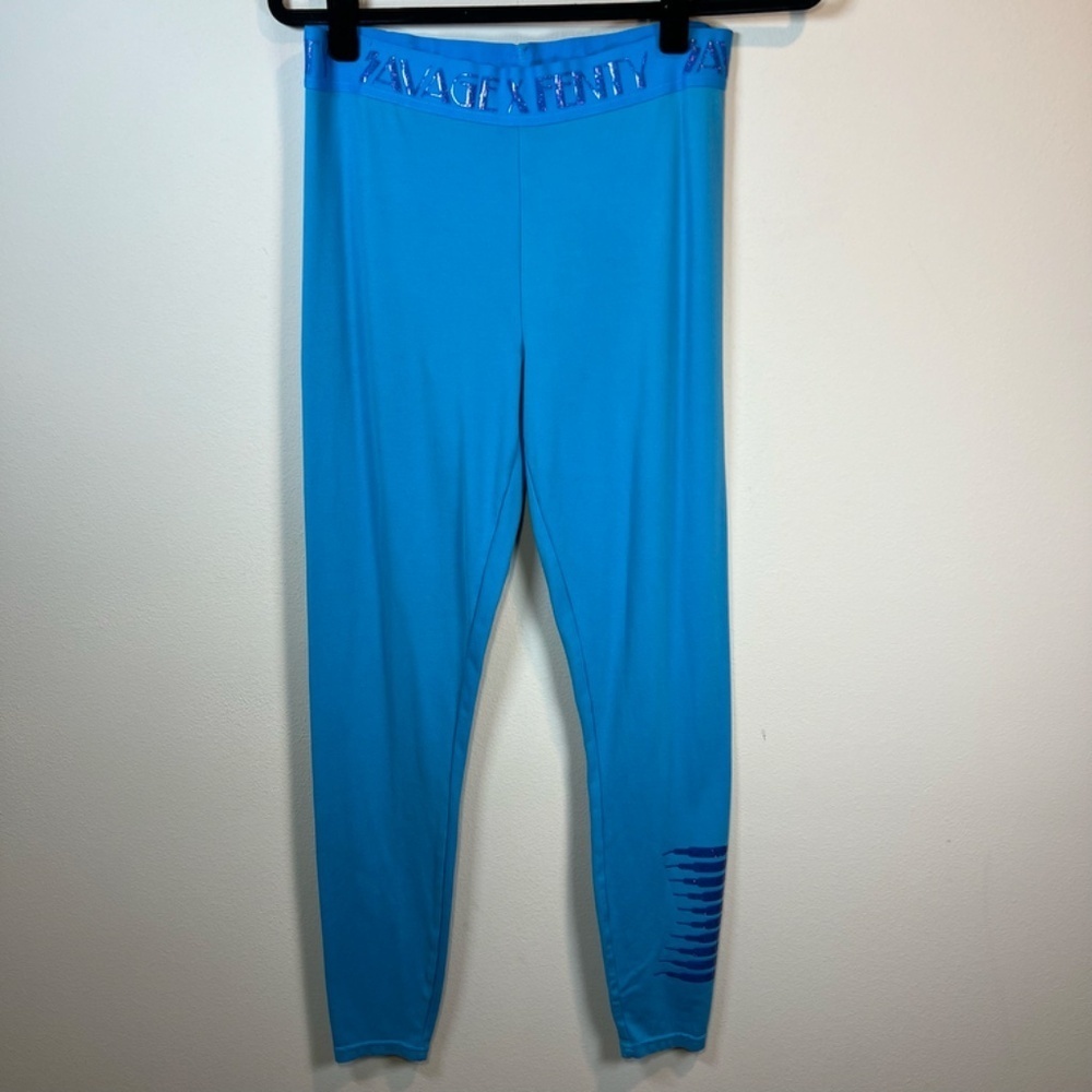 Savage x Fenty Forever Savage Leggings Pants Malibu Blue Full Ankle Sporty Large